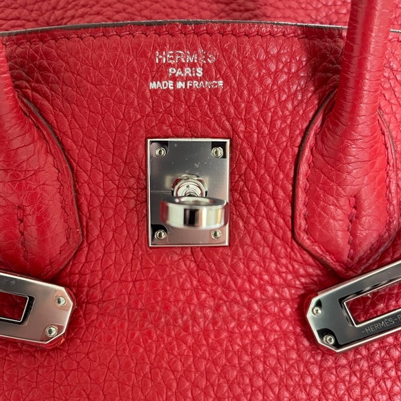 Birkin 25 Red Square Stamp P Togo - Picture 6 of 10